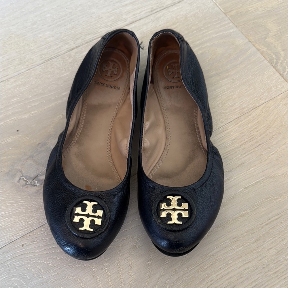 Tory Burch Black Leather Flats